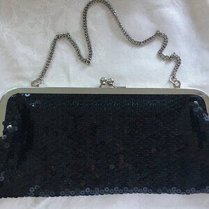 Ann Taylor Loft Vintage Black Sequin Clutch Purse
